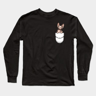 Funny Sphynx Pocket Cat Long Sleeve T-Shirt